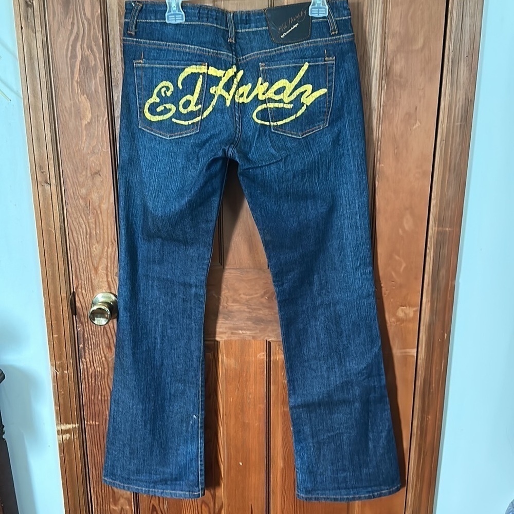 Ed Hardy by Christian Audigier Vintage Deadstock Y2K Name Booty Jeans Size 31